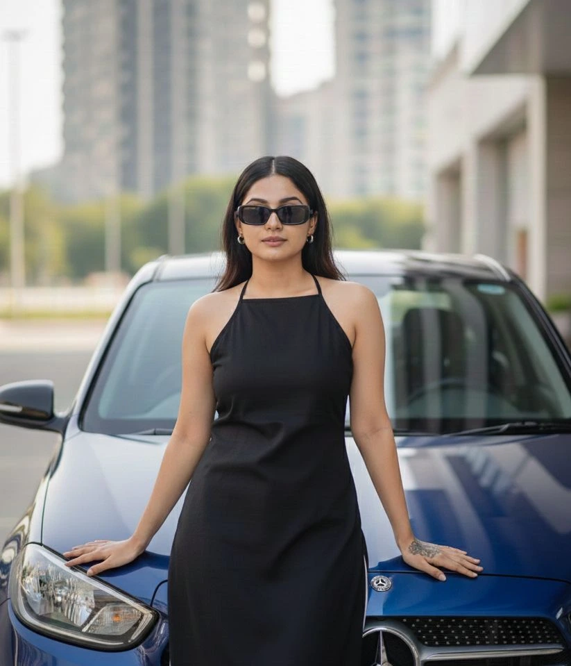 Elegant Black Halter Neck Dress